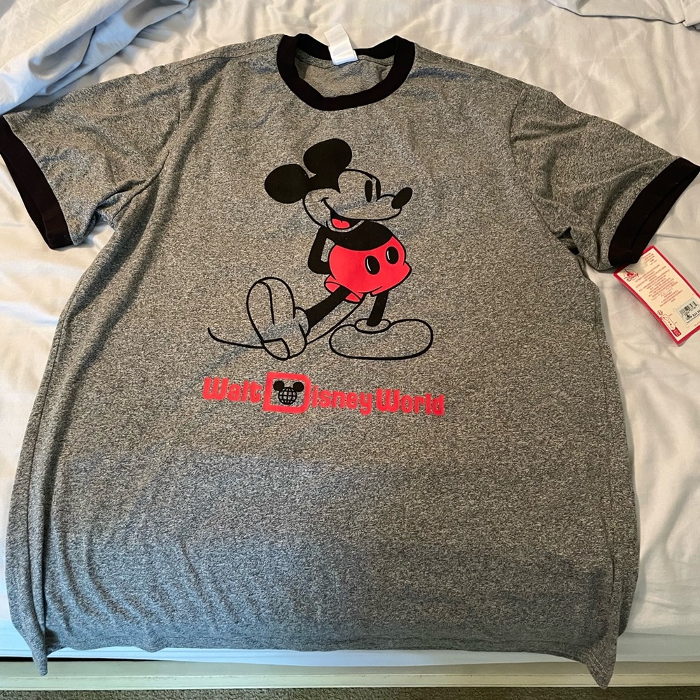 NWTs Disney Gray and Black Mickey Mouse Ringer Tee